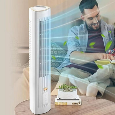  - Rechargeable Bladeless Tower Oscillating Floor Fan 3 Speed Portable Cooling Fan