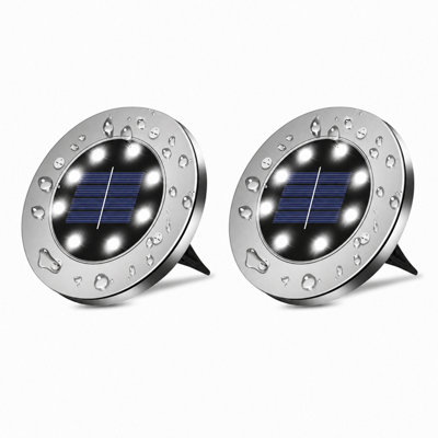  - 2 Pcs Led Solar Power Ground Lights Floor Decking Outdoor Garden Lawn Path Lamp