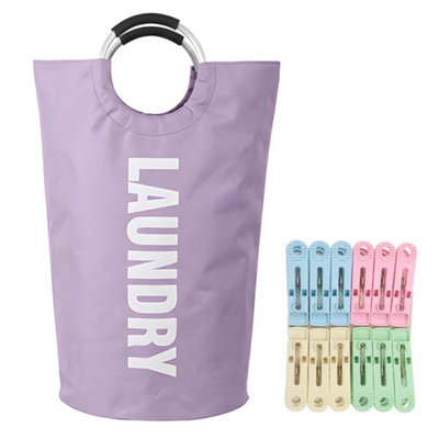  - 90L Foldable Fabric Laundry Basket Collapsible Clothes Hamper Bag Washing Bin