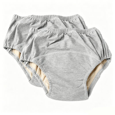 B&Q Grey Big Sizes 2 Pack Adult Incontinence Cloth Diaper Pants Reusable Waterproof Higher Quality