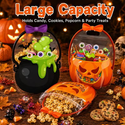 B&Q 50Pcs Halloween Trick-Or-Treat Candy Bags Halloween Party Favor Pouches