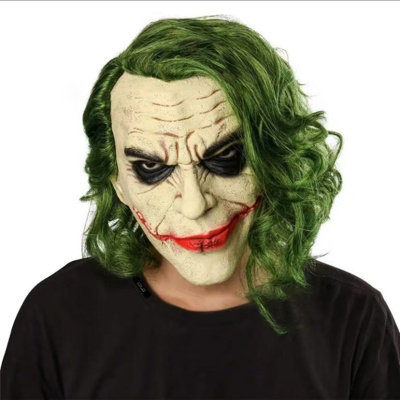 B&Q Yellow Joker Mask Scary Halloween Latex Masks For Adult Horror Clown Full Head Cosplay