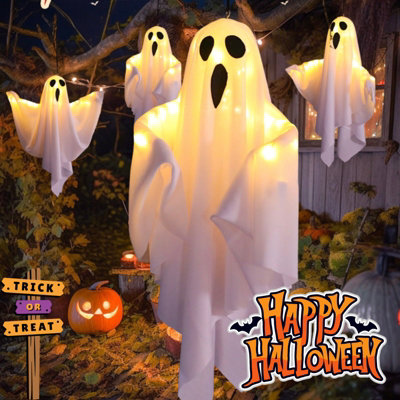 B&Q 3Pcs Halloween Decoration Led Light Ghost Outdoor Garden Party Home Hanging Props