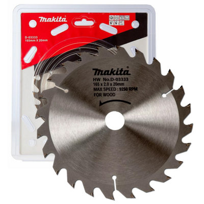 Makita D-03333 Circular Saw Blade 165 X 20 24 TeethSuits Dss611 Dss610 Dhs680 from B&Q