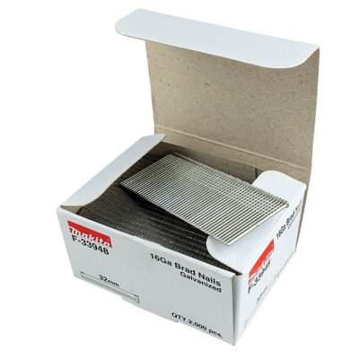 Makita F-33948 1mm X 32mm Galvanised 16 Gauge Brads 2000 Pieces Dbn600 Af601 from B&Q