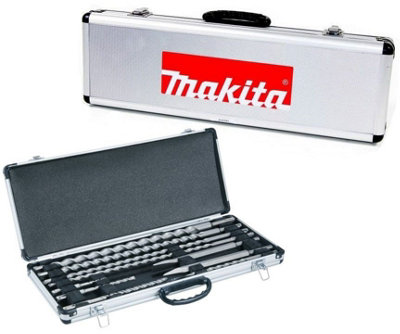 B&Q -  D-21191 10 Piece Sds Plus Drill Bit + Cold Point Chisel Set + Metal Case