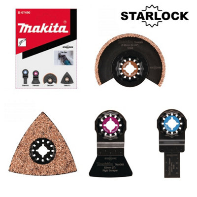 Makita Starlock Multi Tool 4 Piece Tile Set Plunge Segment Blade Dtm52 Dtm51 from B&Q