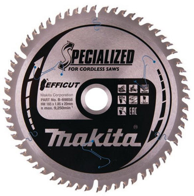 Makita B-69858 165mm X 20mm 60 Teeth Efficut Cordless Plunge Saw Blade Dsp600 from B&Q