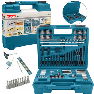 Makita E-06270 212Pc Drill Bit Maintenance Set Wood Stone Metal Holesaw Flat Bit from B&Q