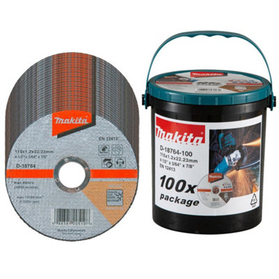Makita 100X D-18764 Fast Cutting Extra Thin Metal Grinder Disc 115Mm 1.2 22.23Mm