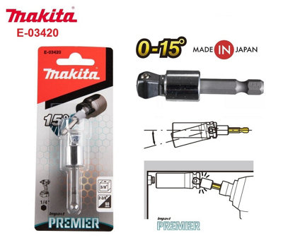 Makita E-03420 Impact Driver Tilt Socket Adaptor 1/4" Hex To 3/8" Square Drive from B&Q