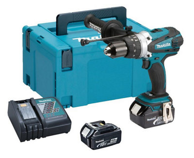 Makita Dhp458Rmj Lxt 18V Combi Hammer Drill + 2 X 4.0Ah Batts + Makpac from B&Q