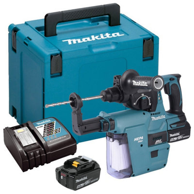  - Makita Dhr242Rtjv 18V Lxt Brushless Rotary Hammer Drill + Dust Extractor 5.0Ah