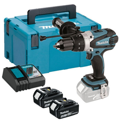 Makita Dhp458Rtj Lxt 18V Combi Hammer Drill + 2 X 5.0Ah Batts + Makpac from B&Q