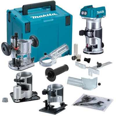Makita Drt50Zjx3 18V Cordless Brushless Laminate Router Trimmer + Plunge Base ++