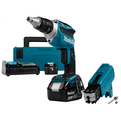 Makita Dfs452Tjx2 18V Brushless Collated Autofeed Drywall Screwdriver -2X5.0Ah from B&Q