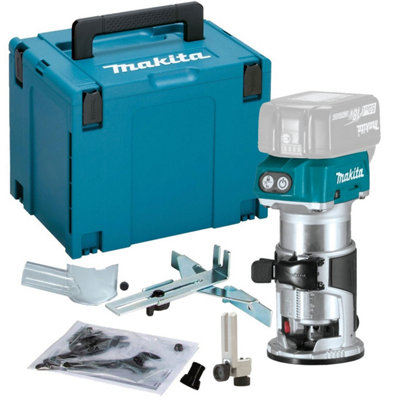 Makita Drt50Zjx4 18V Cordless Brushless Laminate Router Trimmer + Makpac +Guide from B&Q