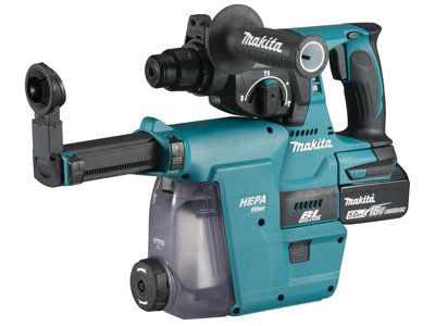Makita Dhr242Rtjw Sds Plus Bl Hammer Drill + Extractor 18V 2 X 5.0Ah Li-Ion from B&Q