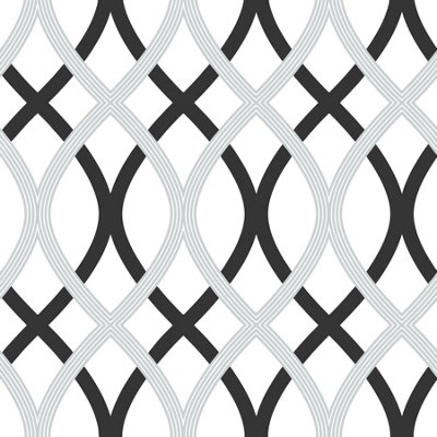 Nuwallpaper Nu1658 Lattice Peel & Stick WallpaperBlack & Silver from B&Q