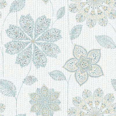 Nuwallpaper Nu1697 Gypsy Floral Peel & Stick WallpaperBlue & Green from B&Q