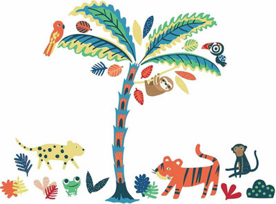 B&Q -  Tropical Animal Rainforest Large Kids Bedroom Wall Stickers Murals