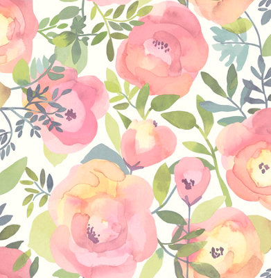 Nuwallpaper Nu3035 Peachy Keen Pink Peel & Stick WallpaperPink from B&Q