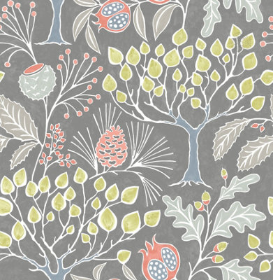 Nuwallpaper Nu3039 Groovy Garden Peel & Stick WallpaperGrey from B&Q