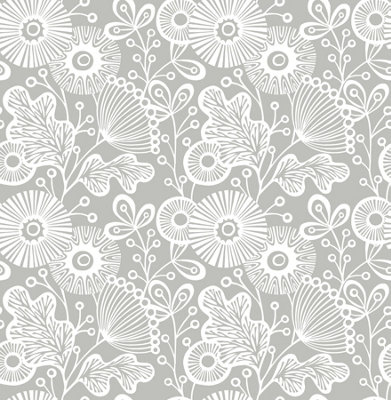 Nuwallpaper Nu3255 Mia Peel & Stick WallpaperGrey from B&Q