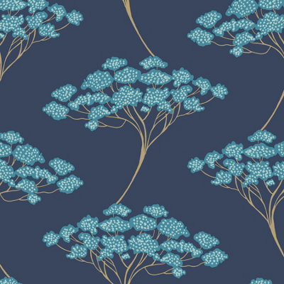 Nuwallpaper Nu3141 Ficus Peel & Stick WallpaperBlue from B&Q