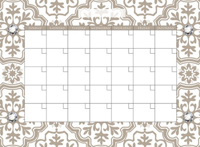 Wallpops White & Grey Kolkata Self-Adhesive Monthly Calendar With Jewels & Marker from B&Q