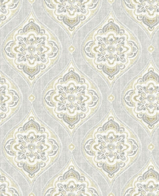 Nuwallpaper Nu3252 Alida Peel & Stick WallpaperGrey & Yellow from B&Q
