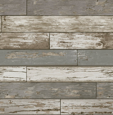 Nuwallpaper Nu3669 Scrap Wood Peel & Stick WallpaperBeige from B&Q