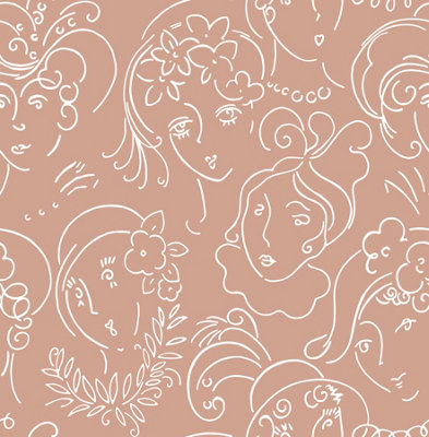 Nuwallpaper Nus4543 Lovely Ladies Who Lunch Novelty Peel & Stick WallpaperTerracotta