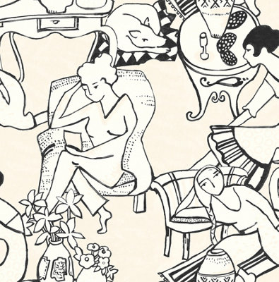 Nuwallpaper Nus4546 Illustrative Leisure Ladies Novelty Peel & Stick WallpaperTaupe from B&Q