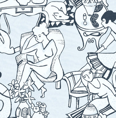 Nuwallpaper Nus4547 Illustrative Leisure Ladies Novelty Peel & Stick WallpaperBlue from B&Q