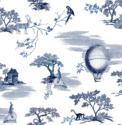 Nuwallpaper Nus4550 Whimsy Fairytale Toille Novelty Peel & Stick WallpaperNavy from B&Q
