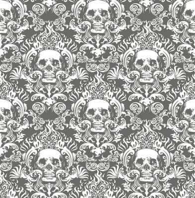 Nuwallpaper Nus4552 Skulls Fieri Novelty Peel & Stick WallpaperGrey from B&Q
