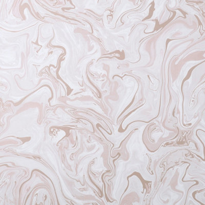 Nuwallpaper Nhs4770 Marble Swirl Peel & Stick WallpaperBlush from B&Q