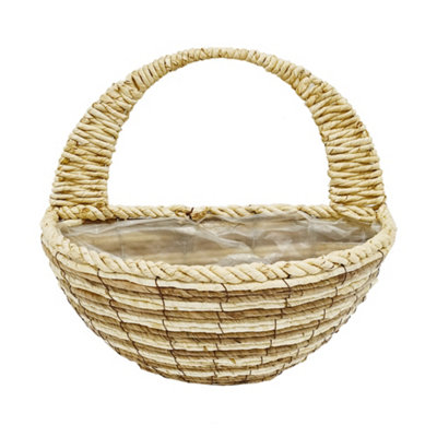Panacea Beige Round Banana Leaf Hanging Basket from B&Q