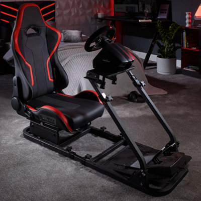 B&Q -  Xr Racing Drift 2.1 Audio Racing Sim Cockpit Gaming ChairBlack / Red