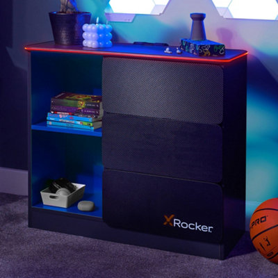X Rocker Carbon-Tek Led Chest Of 3 DrawersGrey / Blue Rgb from B&Q