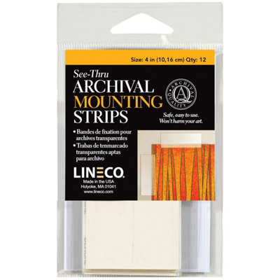 Lineco Archival Artwork Mounting Strips Clear 3.17 Cm X 10.16 Cm (1.25" X 4") Pack Of 12 from B&Q