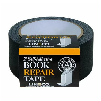 Lineco Book Repair Tape 5Cm X 4.5M Black Self-Adhesive Vinyl Cloth from B&Q