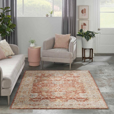 Traditional Luxurious Persian Bordered Geometric For Living Room And Bedroom Rug-69Cm X 310Cm (Runner) from B&Q