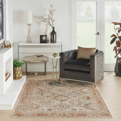 Multicolored Bordered Geometric Luxurious Traditional Persian Rug For Living RoomBedroom239Cm X 315Cm from B&Q