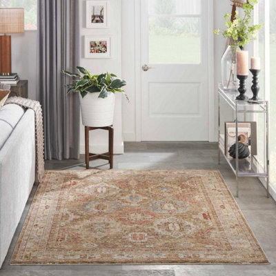 Green Traditional Bordered Geometric Easy To Clean Rug For Dining Room Bed Room And Living Room-239Cm X 315Cm from B&Q