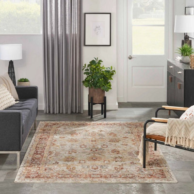 Ivory Traditional Luxurious Traditional Persian Bordered Geometric Rug For Bedroom Dining Room And Living Room -282Cm X 383Cm from B&Q