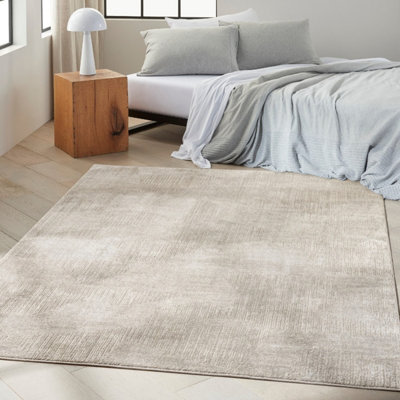 Silver Abstract Modern Easy To Clean Rug For Bedroom & Living Room-160Cm X 221Cm from B&Q