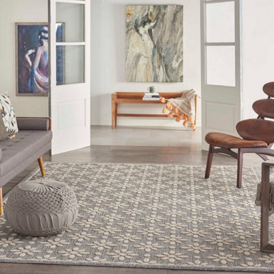 Grey Outdoor RugAbstract Optical/ (3D) Stain-Resistant Rug For Patio DecksModern Outdoor Area Rug-160Cm X 221Cm from B&Q
