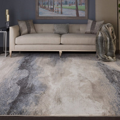 Beige Luxurious Modern Abstract Easy To Clean Rug For Bedroom & Living Room-160Cm X 221Cm from B&Q